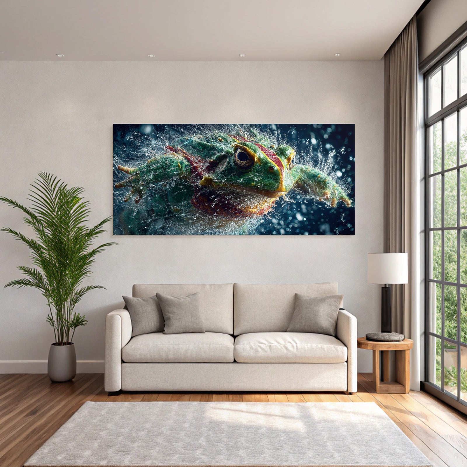Bunte Frog Splashing Im Wasser