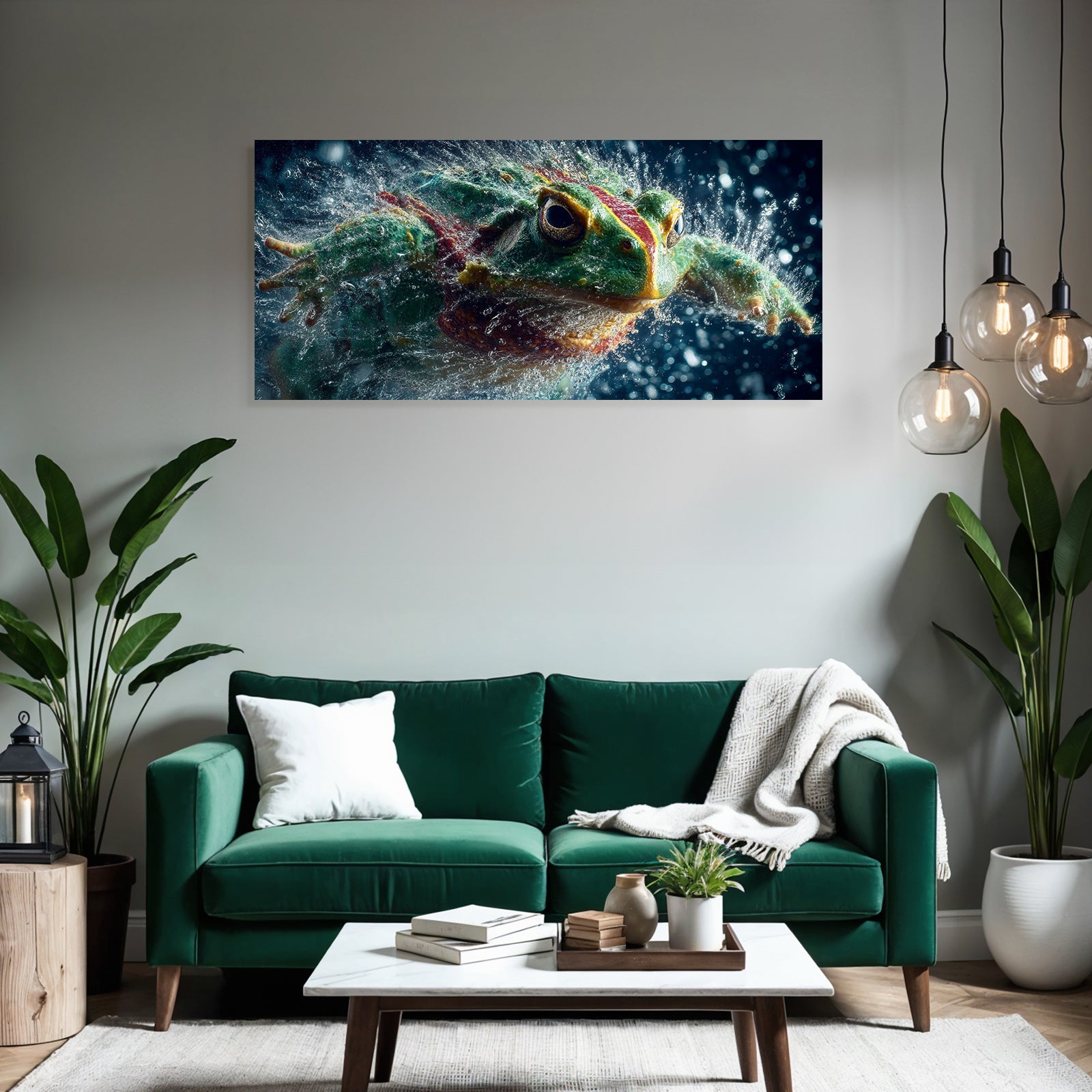 Bunte Frog Splashing Im Wasser