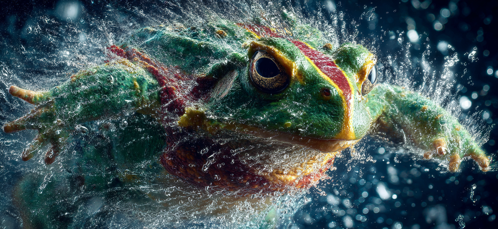 Bunte Frog Splashing Im Wasser | Sport und Bewegung | Themen und Hobbys