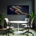 Dynamische Figur In Bewegung Sprint Pose Mit Glitzer Effekt