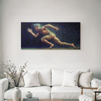 Dynamische Figur In Bewegung Sprint Pose Mit Glitzer Effekt