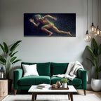 Dynamische Figur In Bewegung Sprint Pose Mit Glitzer Effekt