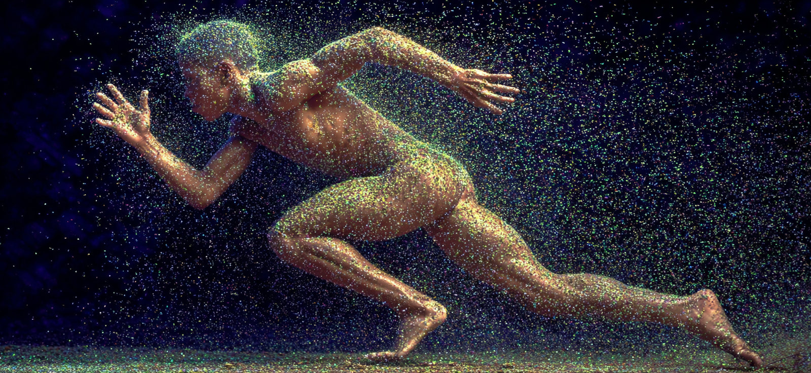 Dynamische Figur In Bewegung Sprint Pose Mit Glitzer Effekt | Sport und Bewegung | Themen und Hobbys