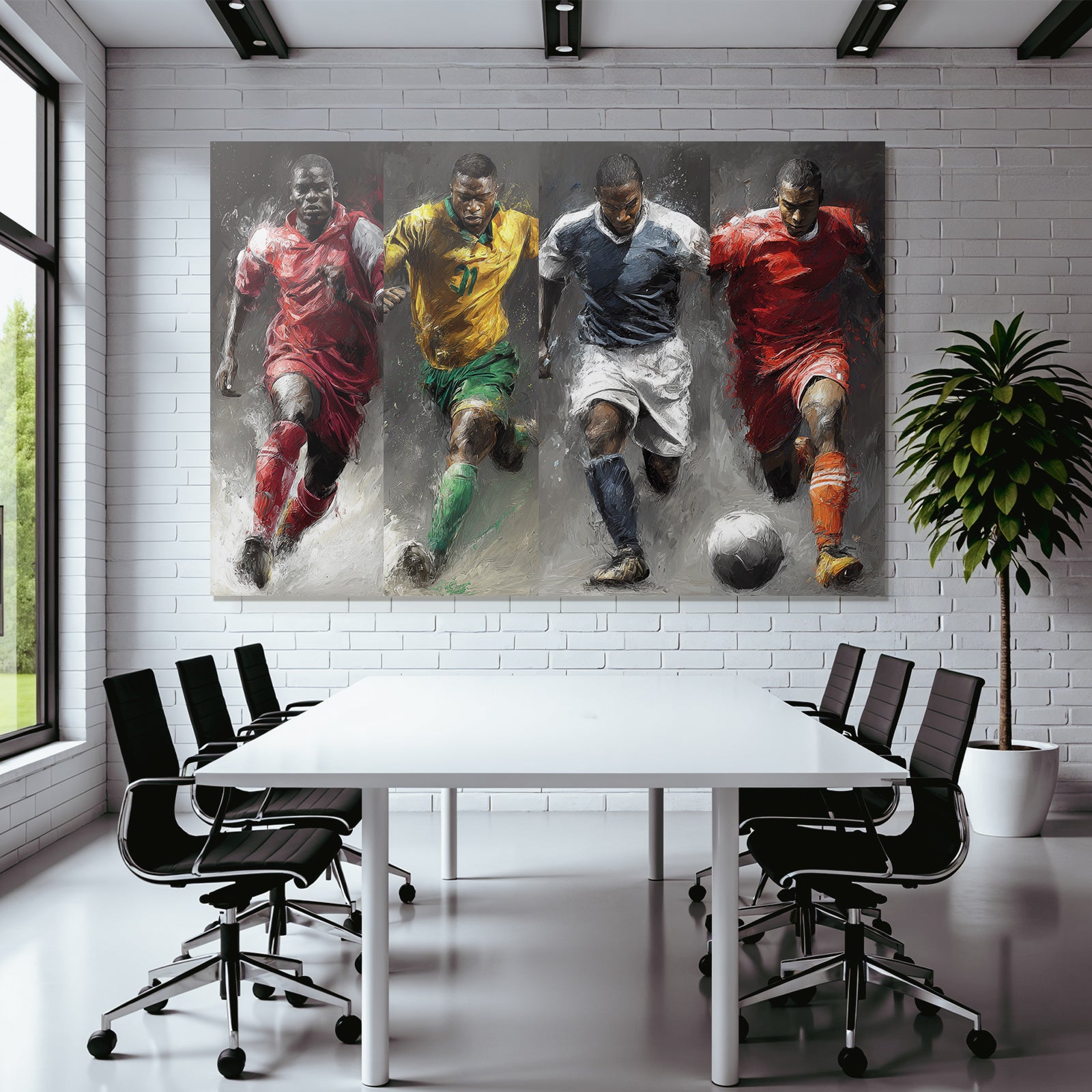 Dynamische Fussballspieler Im Sportlichen Lauf Abstract Hintergrund