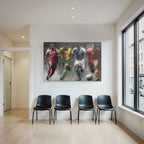 Dynamische Fussballspieler Im Sportlichen Lauf Abstract Hintergrund