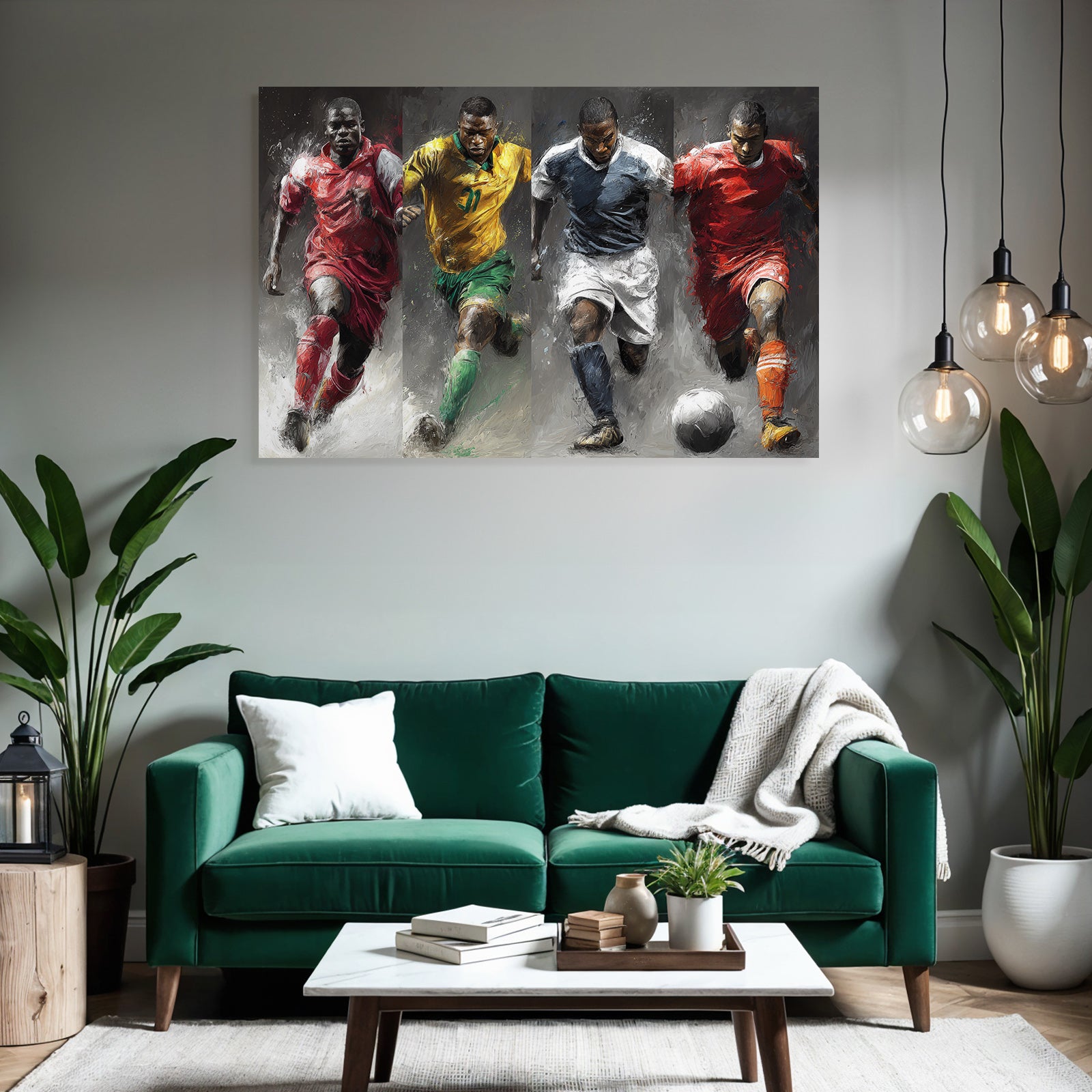 Dynamische Fussballspieler Im Sportlichen Lauf Abstract Hintergrund