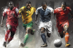 Dynamische Fussballspieler Im Sportlichen Lauf Abstract Hintergrund | Sport und Bewegung | Themen und Hobbys