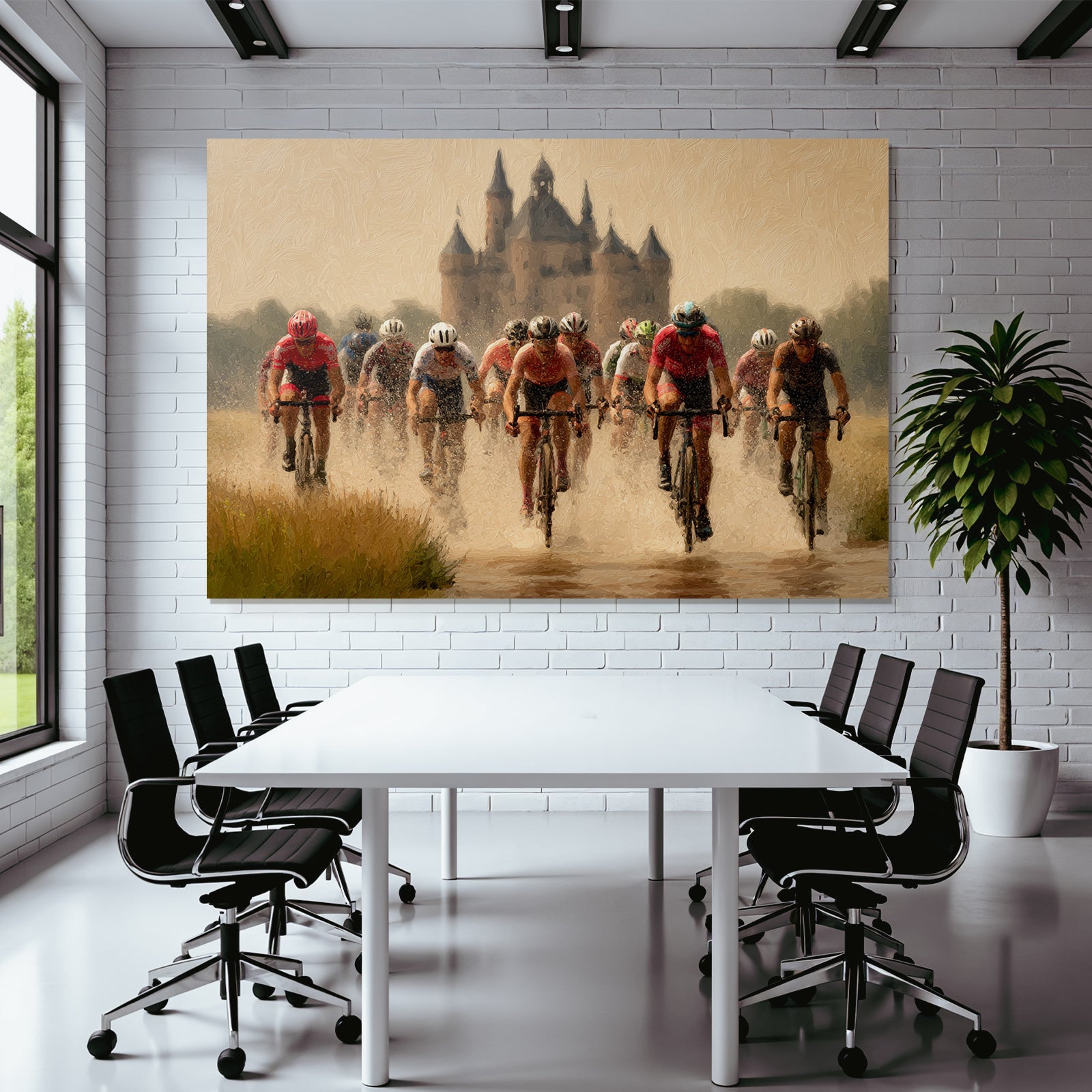 Fahrradrennen Durch Matsch Mit Burg Im Hintergrund