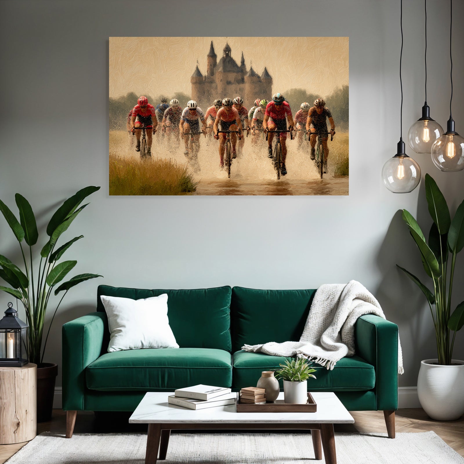 Fahrradrennen Durch Matsch Mit Burg Im Hintergrund