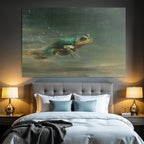 Frog Schwimmt Im Wasser Mit Spritzern Kunstvolle Darstellung