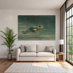 Frog Schwimmt Im Wasser Mit Spritzern Kunstvolle Darstellung