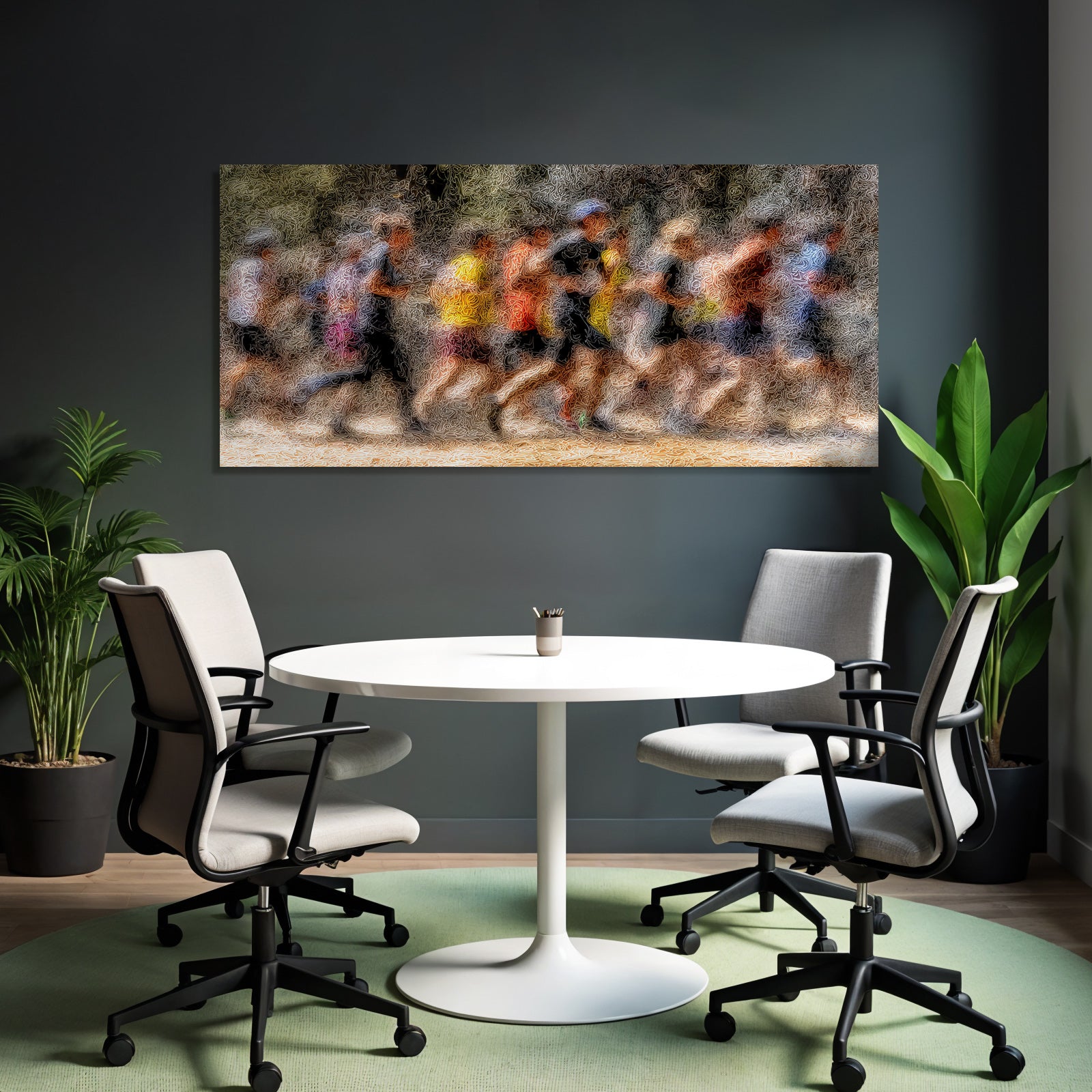 Gruppe Von Menschen Laeuft Joggt Race Event Kunststil