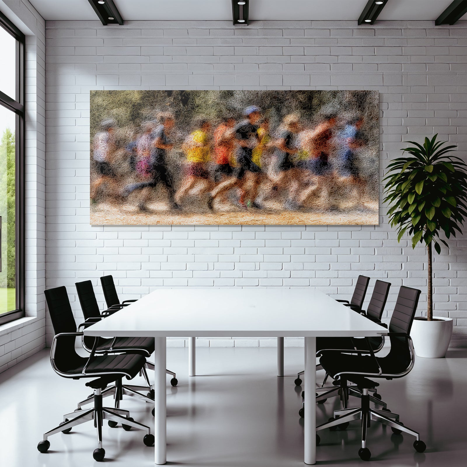 Gruppe Von Menschen Laeuft Joggt Race Event Kunststil