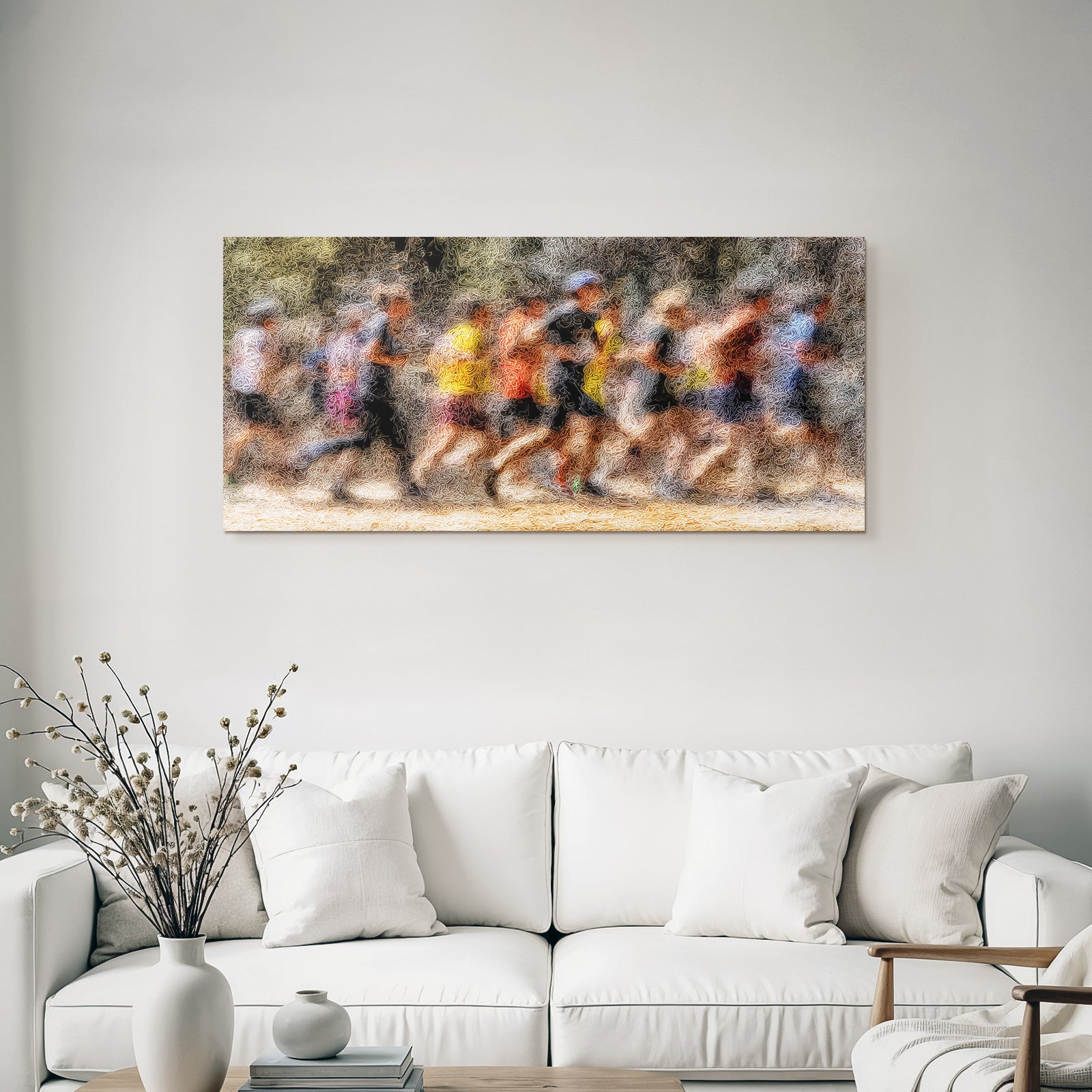 Gruppe Von Menschen Laeuft Joggt Race Event Kunststil