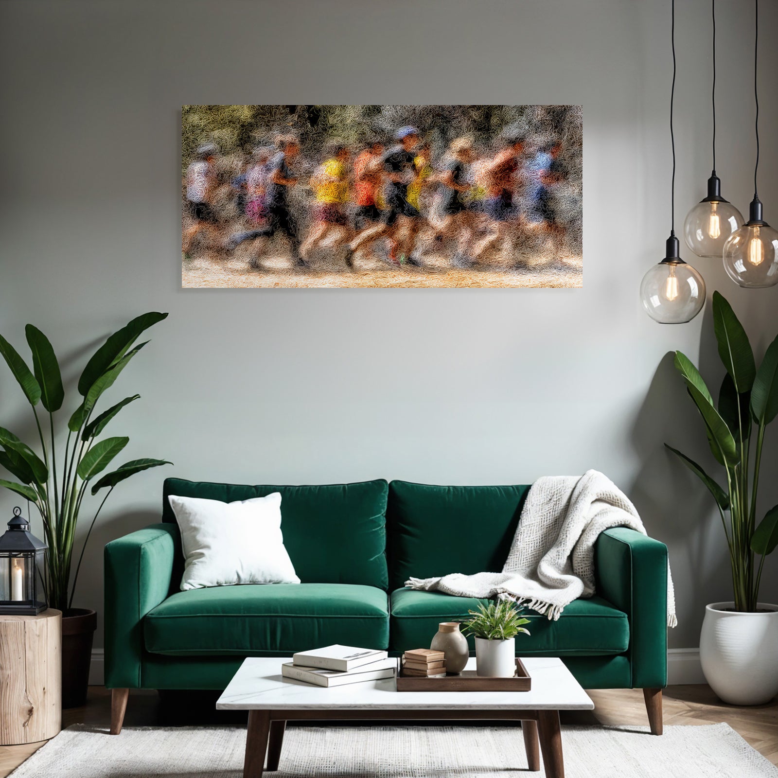 Gruppe Von Menschen Laeuft Joggt Race Event Kunststil
