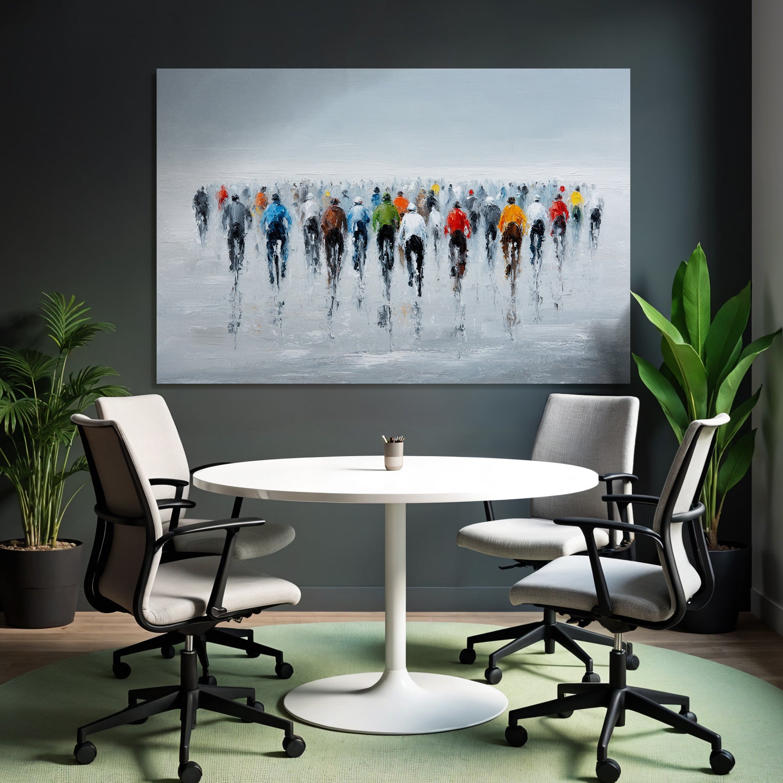 Gruppe Von Radsportlern Impressionistisches Stil Hazy Hintergrund