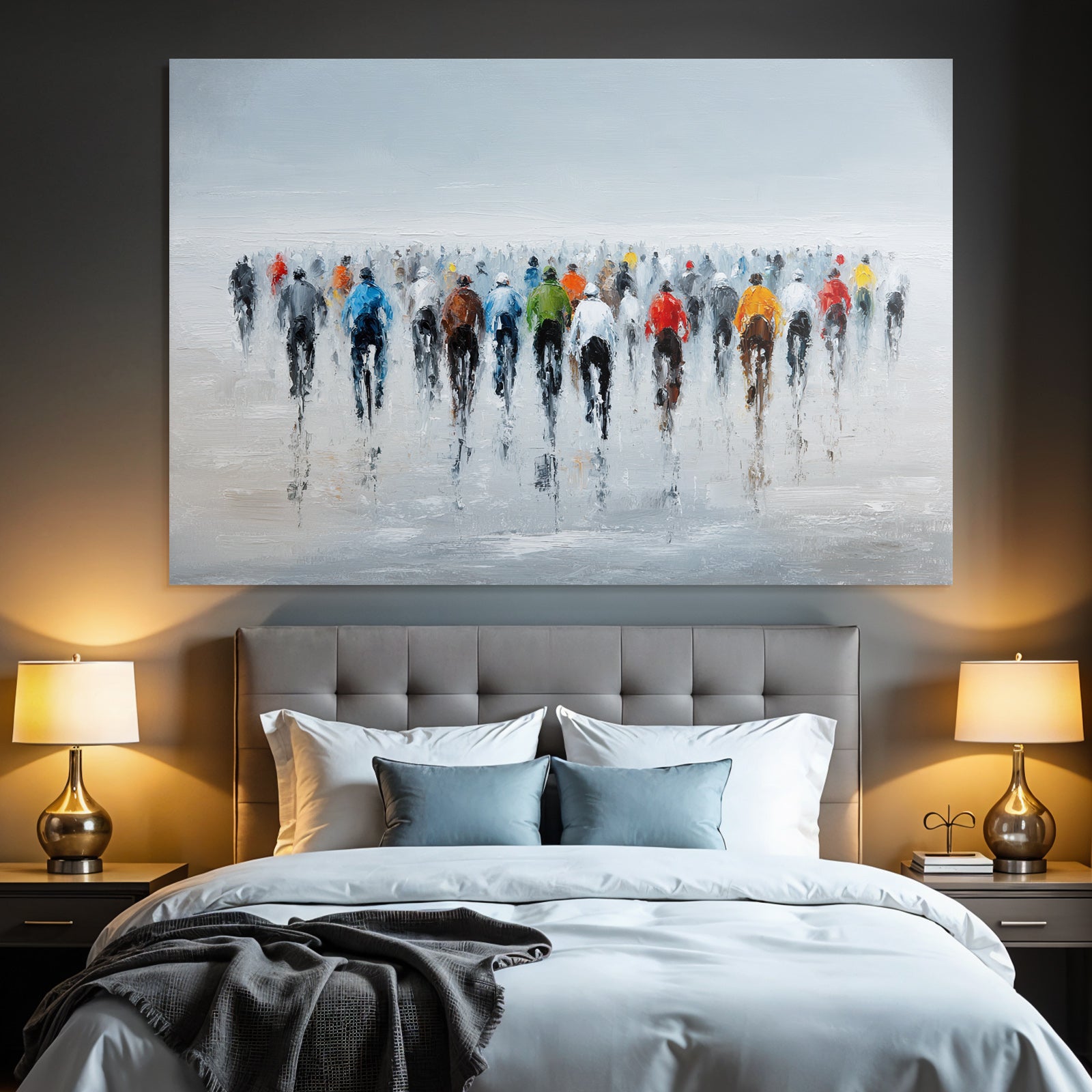 Gruppe Von Radsportlern Impressionistisches Stil Hazy Hintergrund