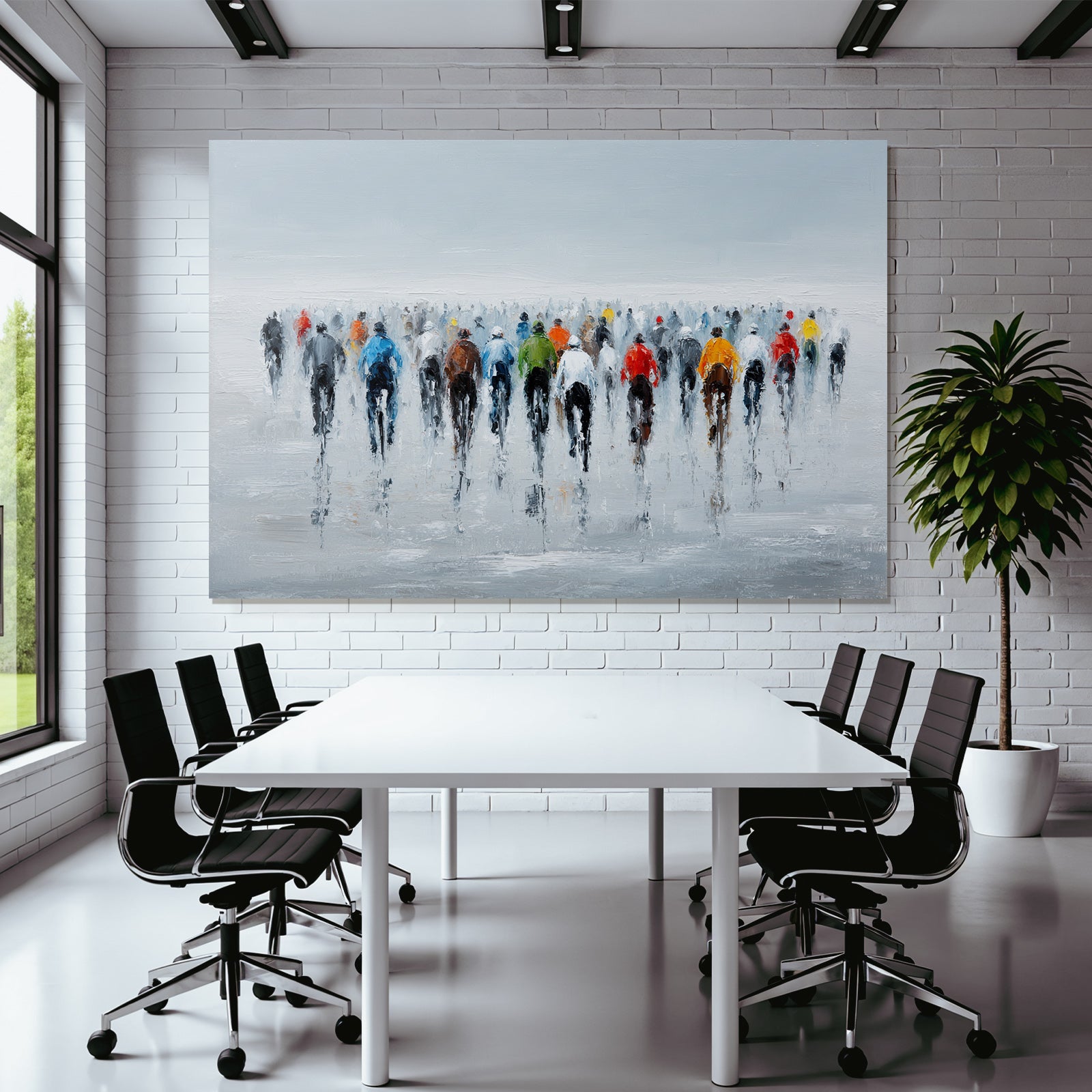 Gruppe Von Radsportlern Impressionistisches Stil Hazy Hintergrund