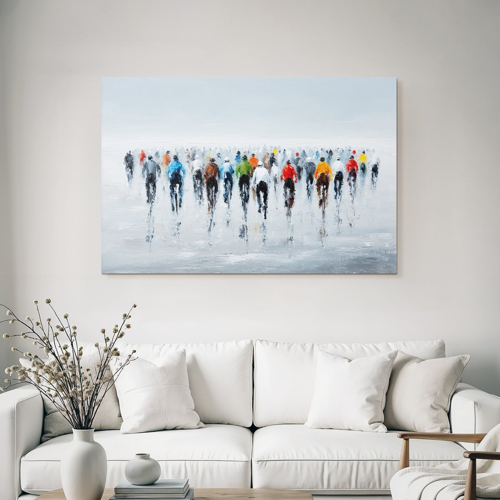 Gruppe Von Radsportlern Impressionistisches Stil Hazy Hintergrund