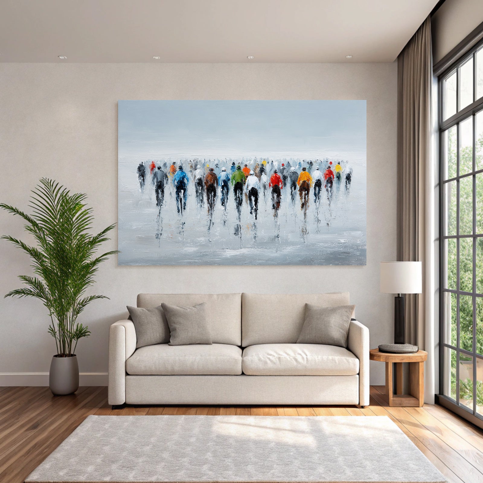 Gruppe Von Radsportlern Impressionistisches Stil Hazy Hintergrund