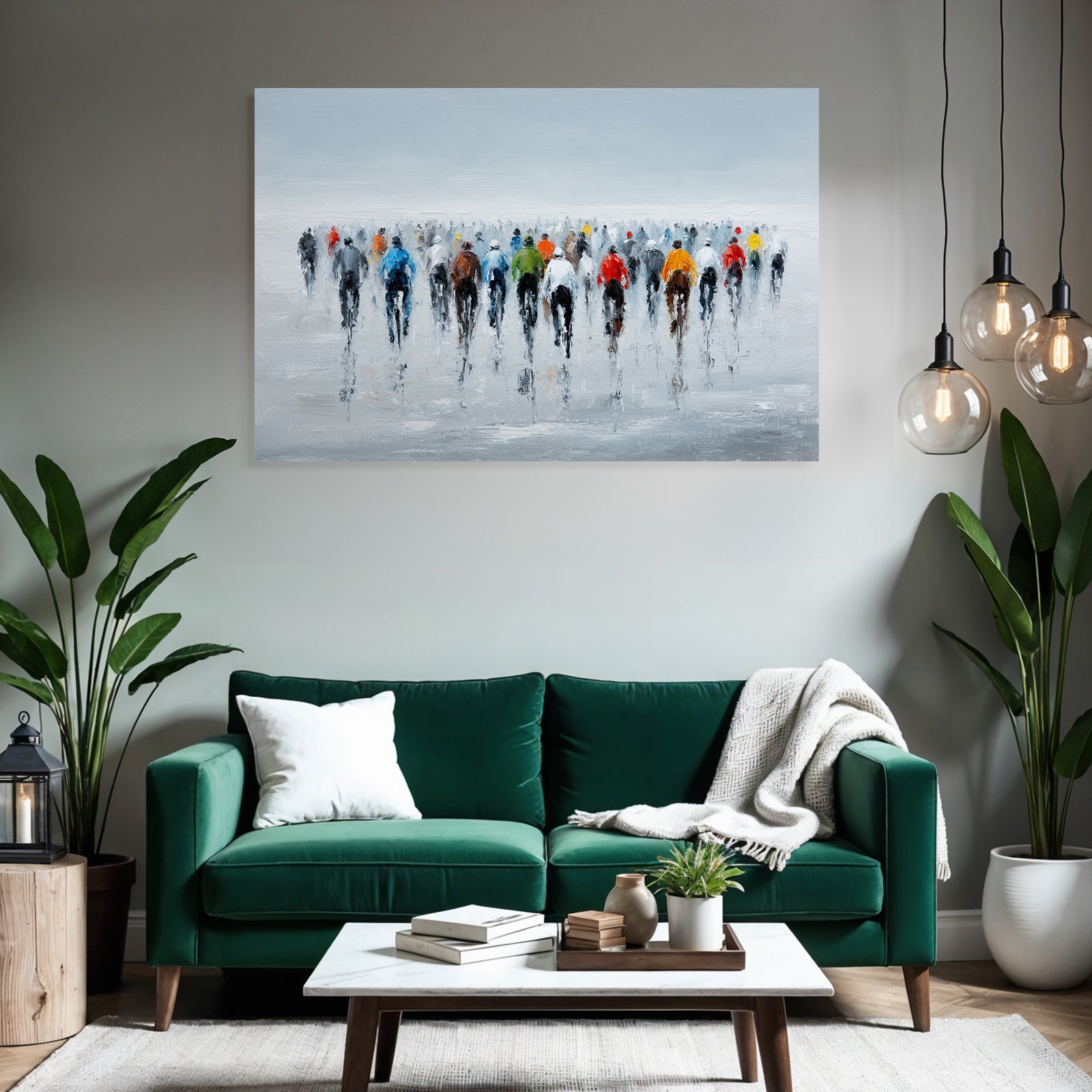 Gruppe Von Radsportlern Impressionistisches Stil Hazy Hintergrund