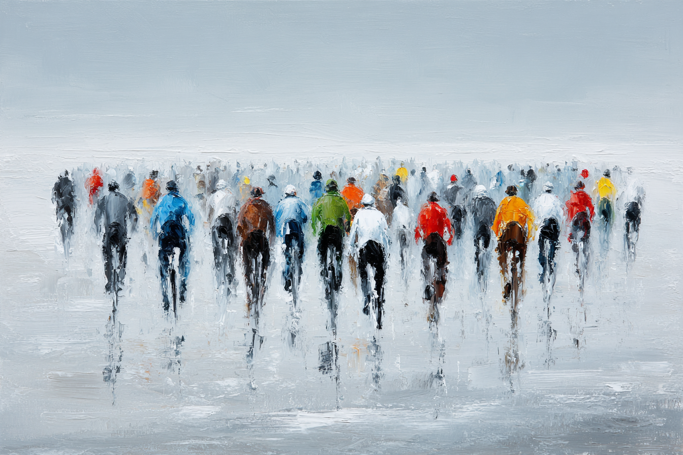 Gruppe Von Radsportlern Impressionistisches Stil Hazy Hintergrund | Sport und Bewegung | Themen und Hobbys