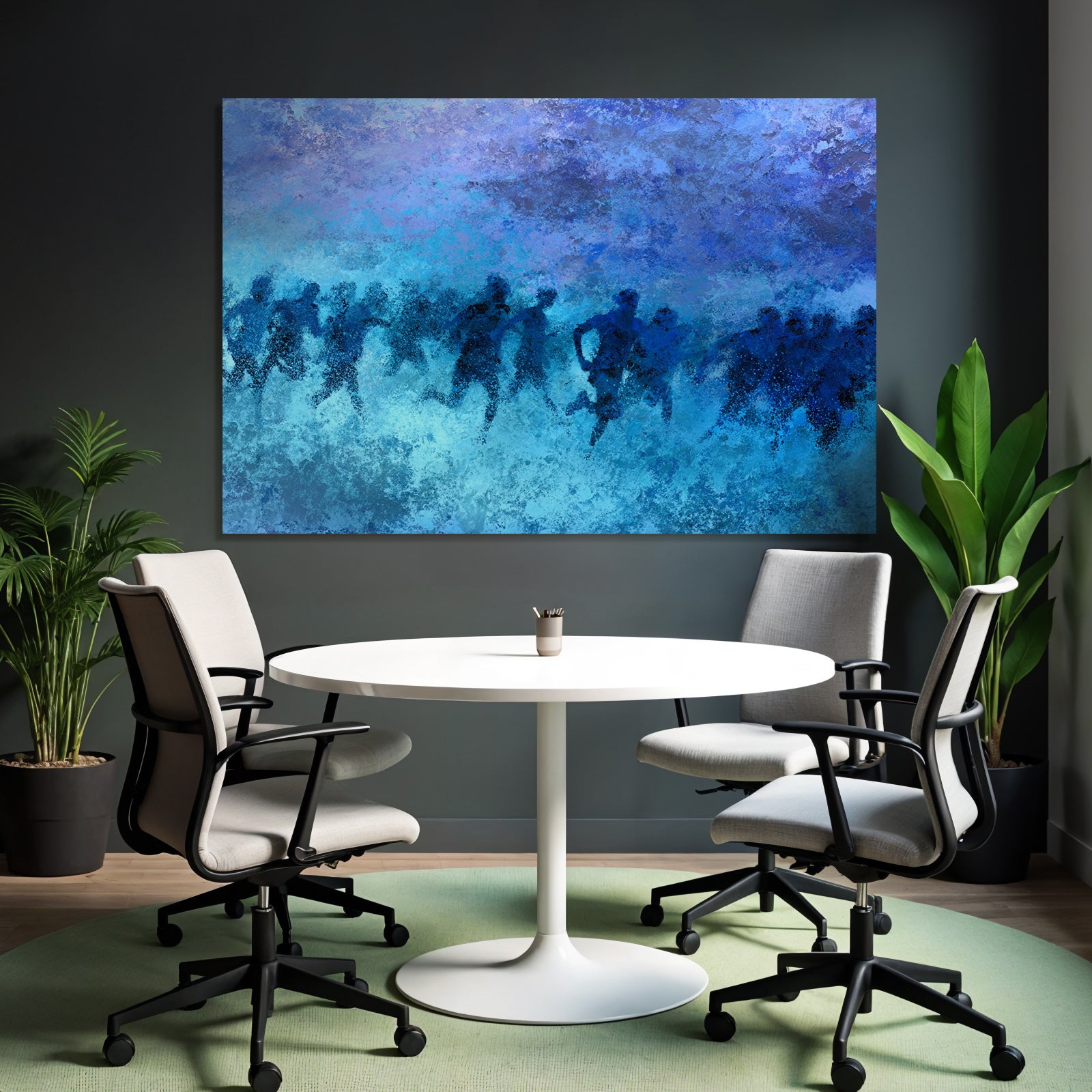 Laeufer In Bewegung Blau Purple Impressionistisch