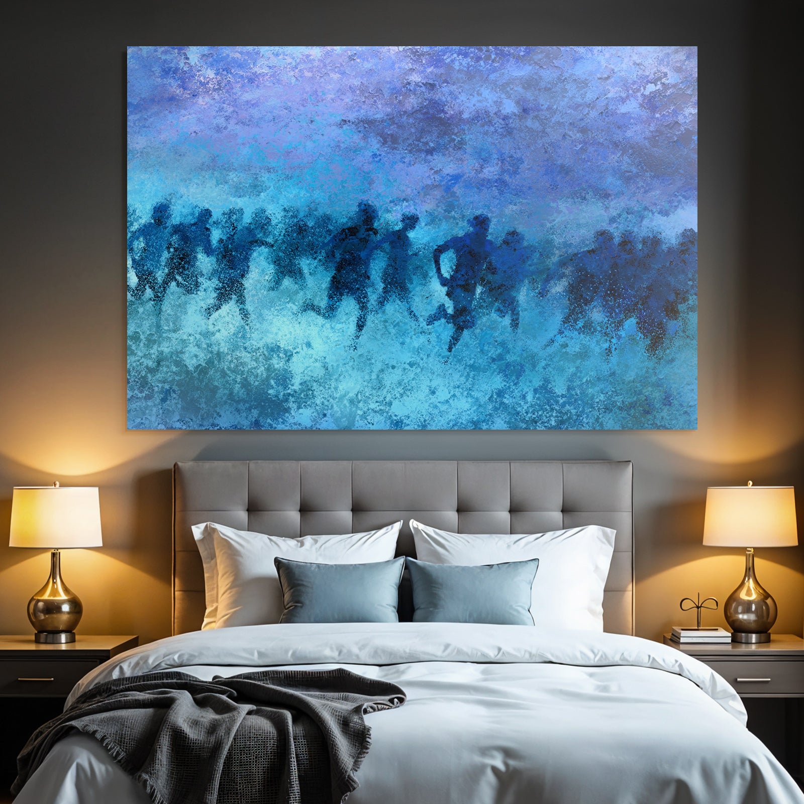 Laeufer In Bewegung Blau Purple Impressionistisch