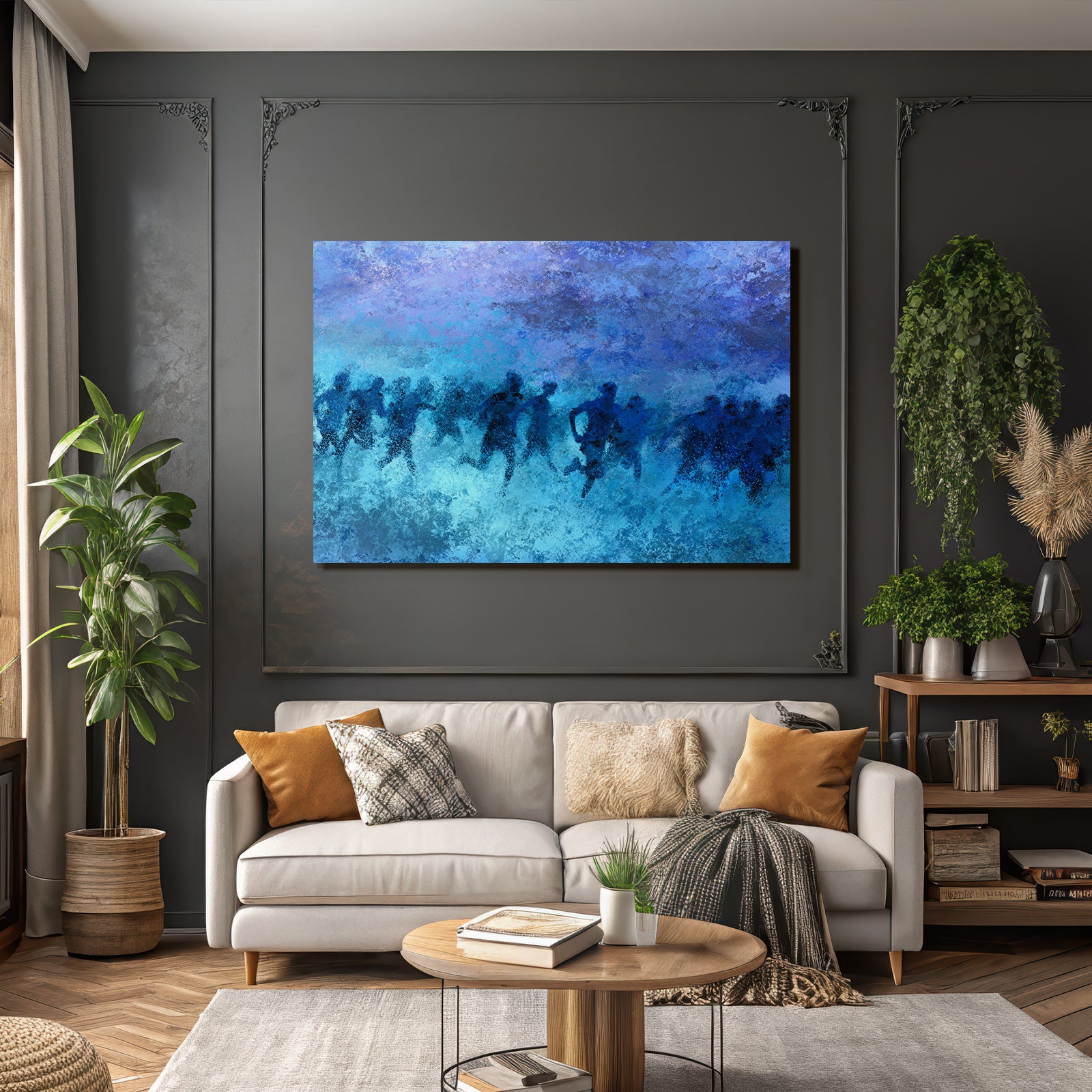 Laeufer In Bewegung Blau Purple Impressionistisch