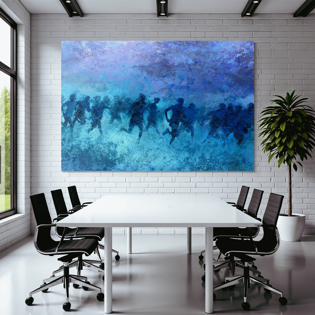 Laeufer In Bewegung Blau Purple Impressionistisch