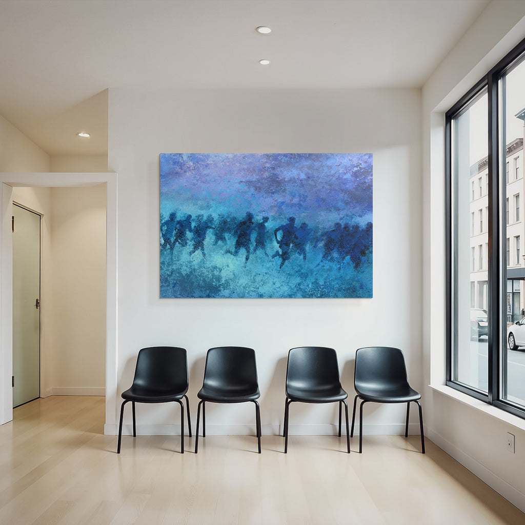 Laeufer In Bewegung Blau Purple Impressionistisch