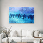 Laeufer In Bewegung Blau Purple Impressionistisch
