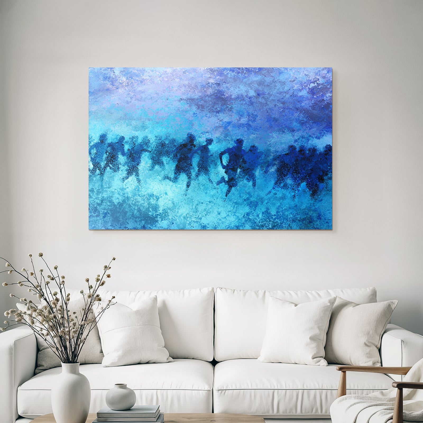 Laeufer In Bewegung Blau Purple Impressionistisch