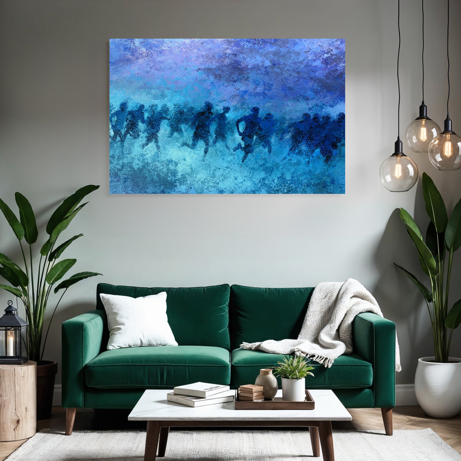 Laeufer In Bewegung Blau Purple Impressionistisch