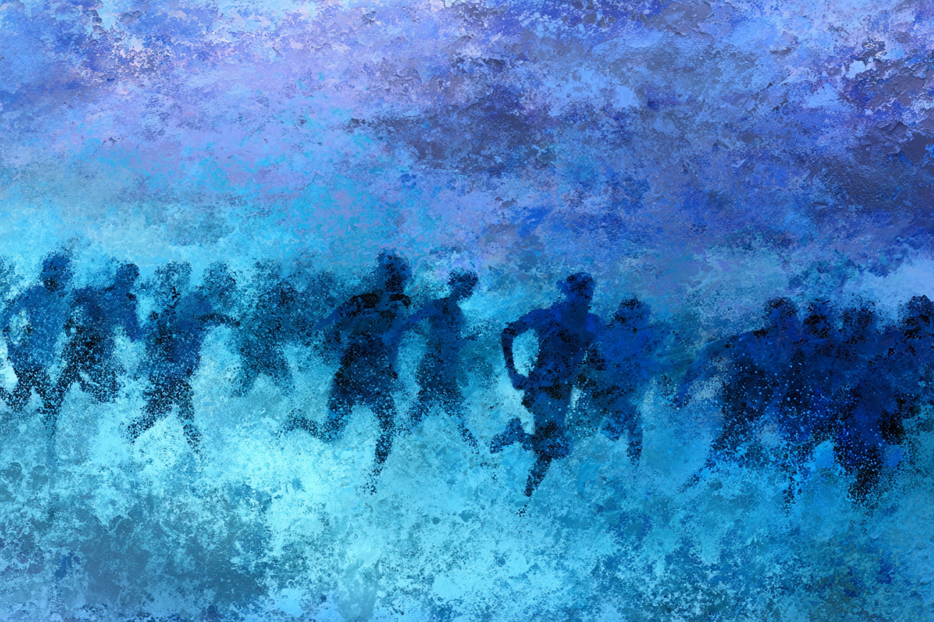 Laeufer In Bewegung Blau Purple Impressionistisch | Sport und Bewegung | Themen und Hobbys