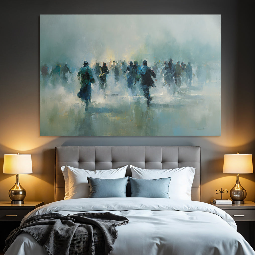 Laufende Figuren Im Nebel Impressionistische Malerei