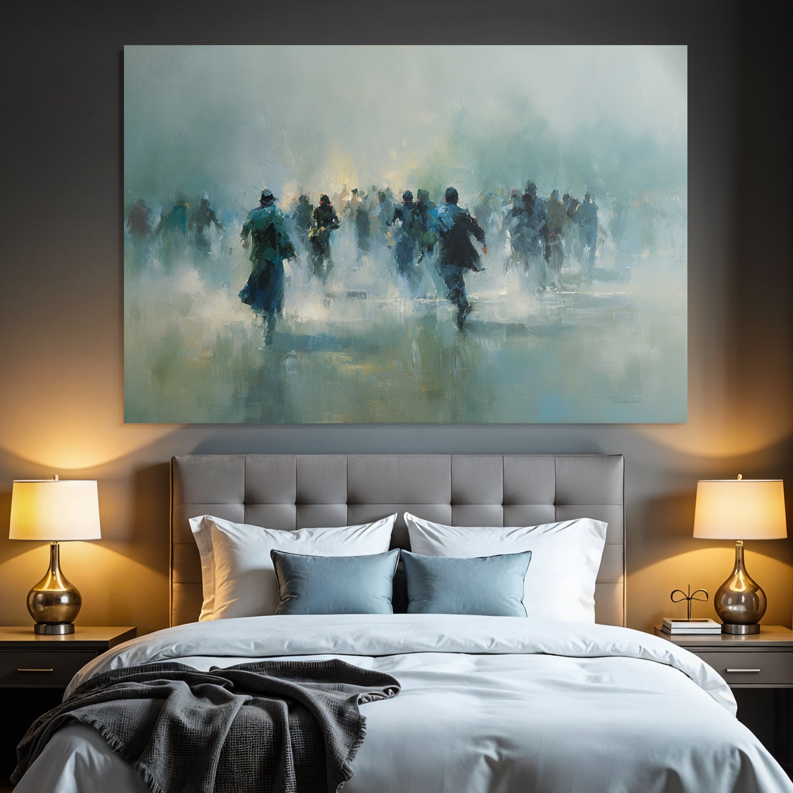 Laufende Figuren Im Nebel Impressionistische Malerei