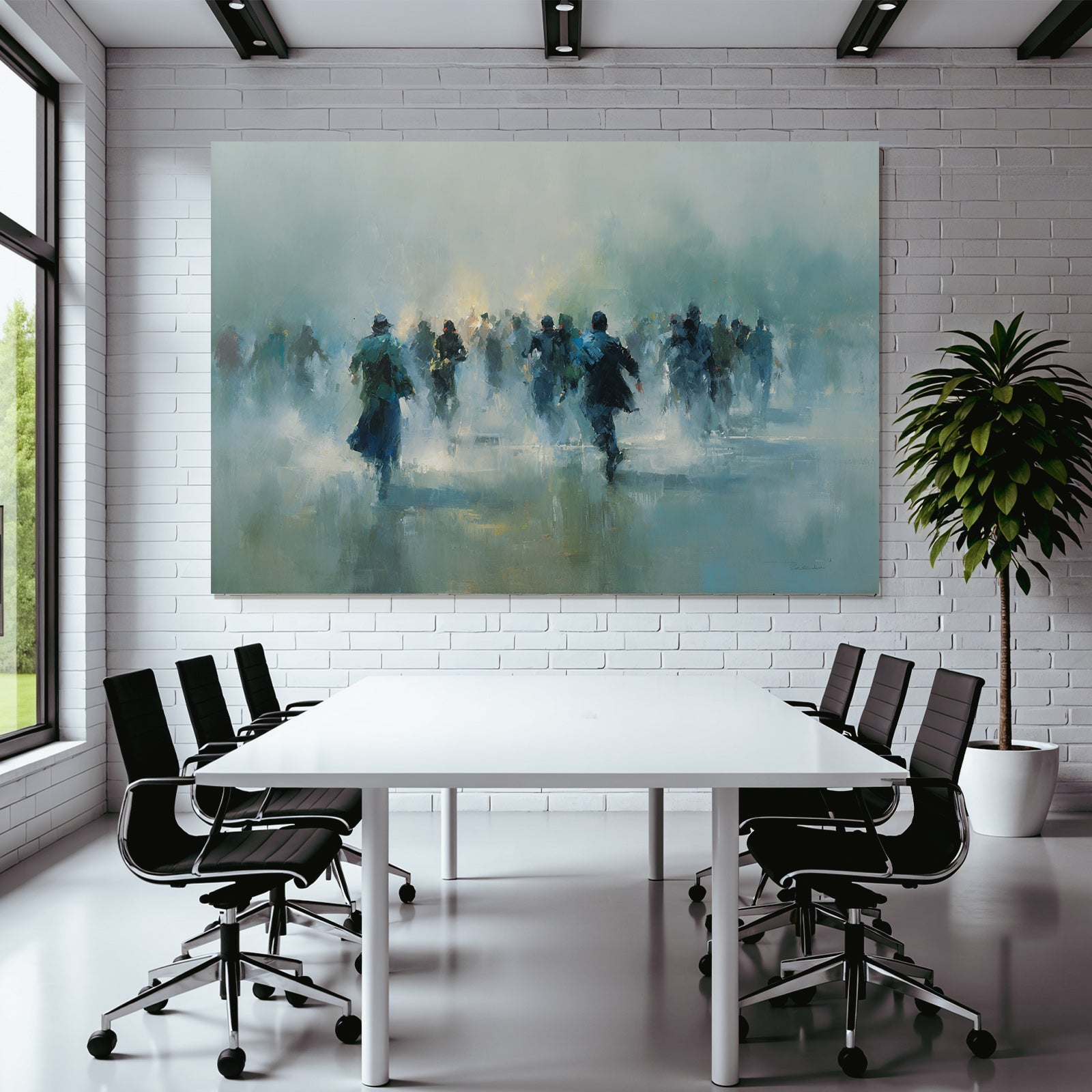 Laufende Figuren Im Nebel Impressionistische Malerei