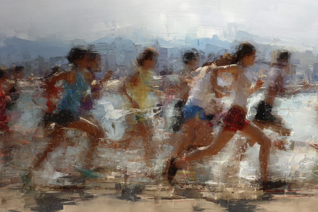 Laufende Menschen Am Strand Abstrakt Impressionistisch | Sport und Bewegung | Themen und Hobbys