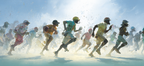 Laufende Menschen Impressionistische Darstellung Energie Einer Race | Sport und Bewegung | Themen und Hobbys