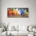 Laufende Sportler Farbe Explosion Stadtlandschaft