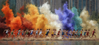 Laufende Sportler Farbe Explosion Stadtlandschaft | Sport und Bewegung | Themen und Hobbys