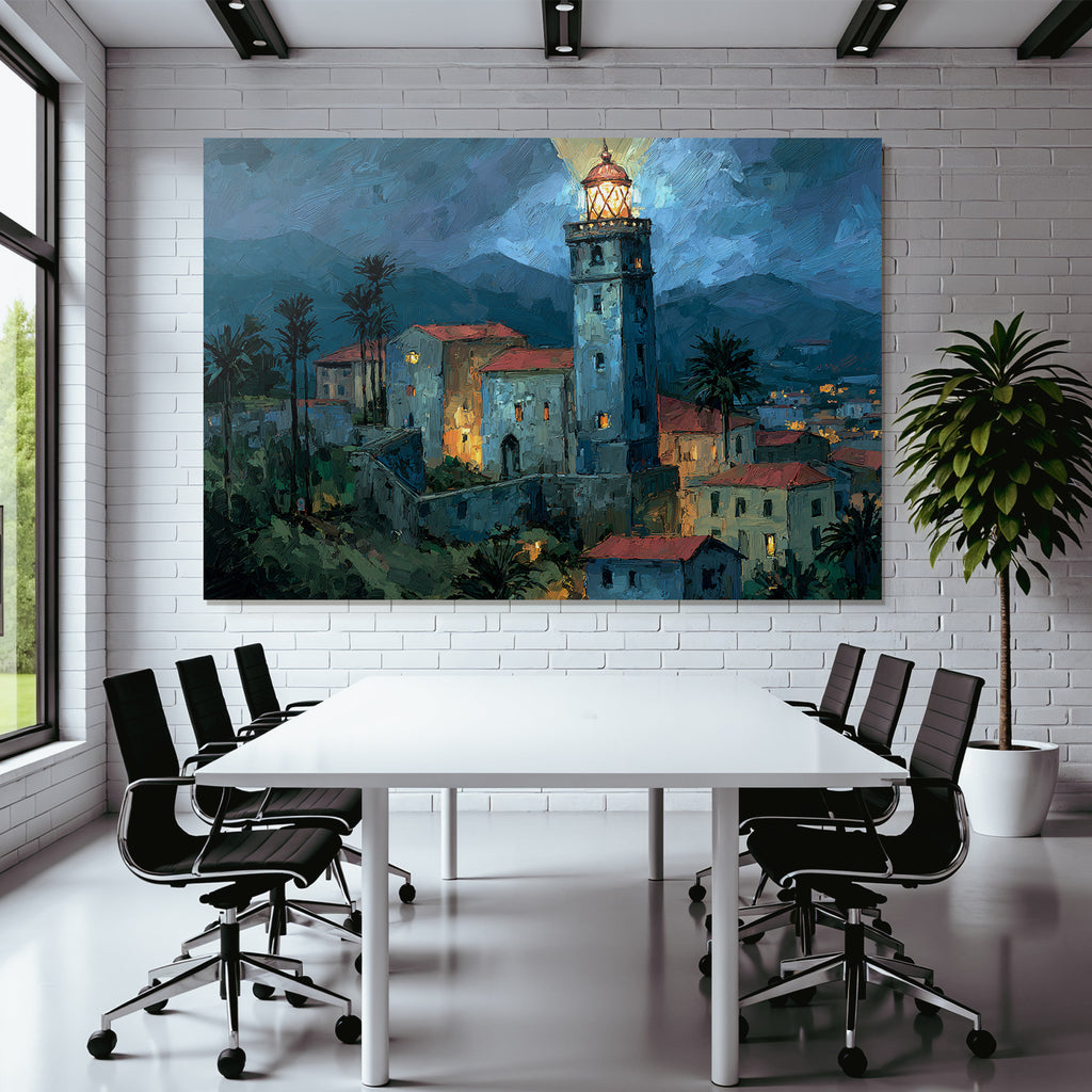 Leuchtfeür Nachtansicht Küste Künstlerisch Impressionistisch