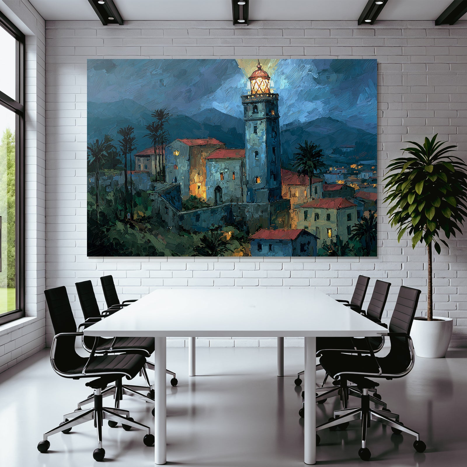 Leuchtfeür Nachtansicht Küste Künstlerisch Impressionistisch