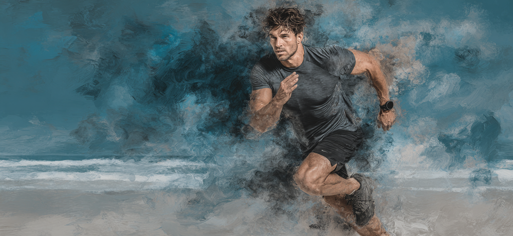 Männlicher Laeufer In Bewegung Dynamischer Hintergrund Sport Energie | Sport und Bewegung | Themen und Hobbys