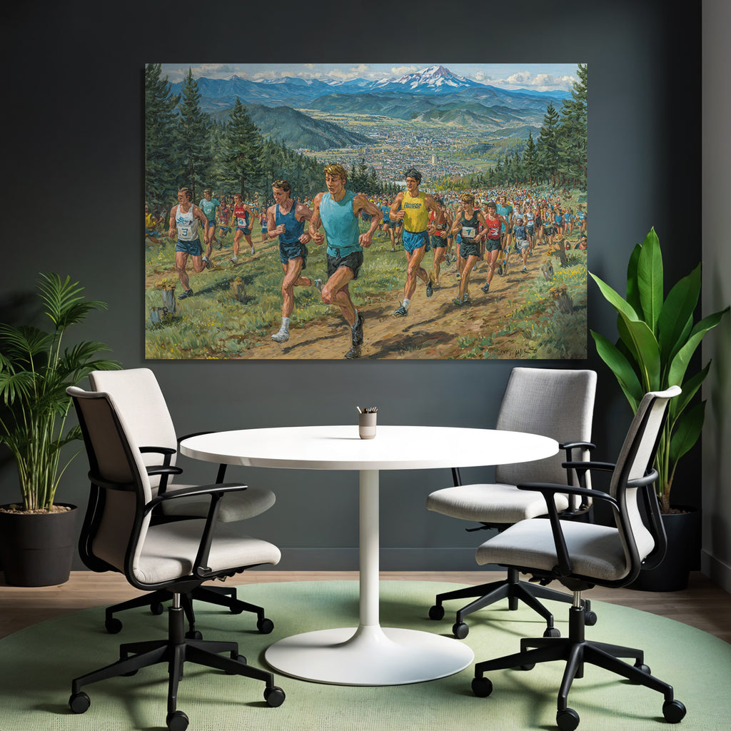Marathon Laufende Im Mountainschaftslandschaft