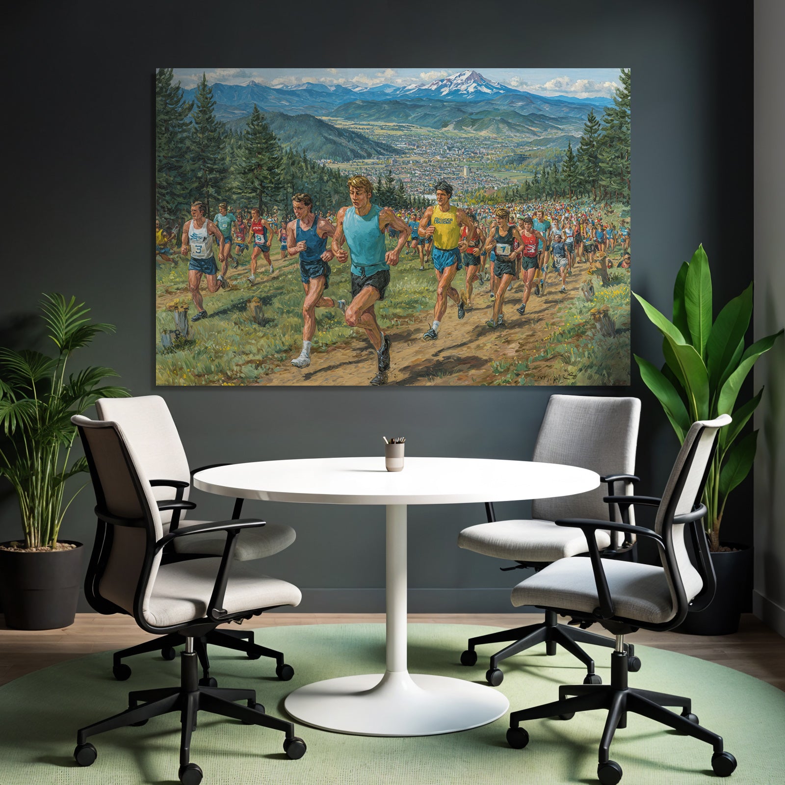 Marathon Laufende Im Mountainschaftslandschaft