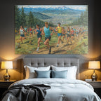 Marathon Laufende Im Mountainschaftslandschaft