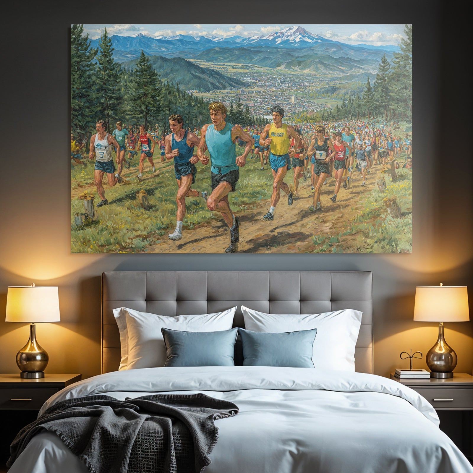 Marathon Laufende Im Mountainschaftslandschaft