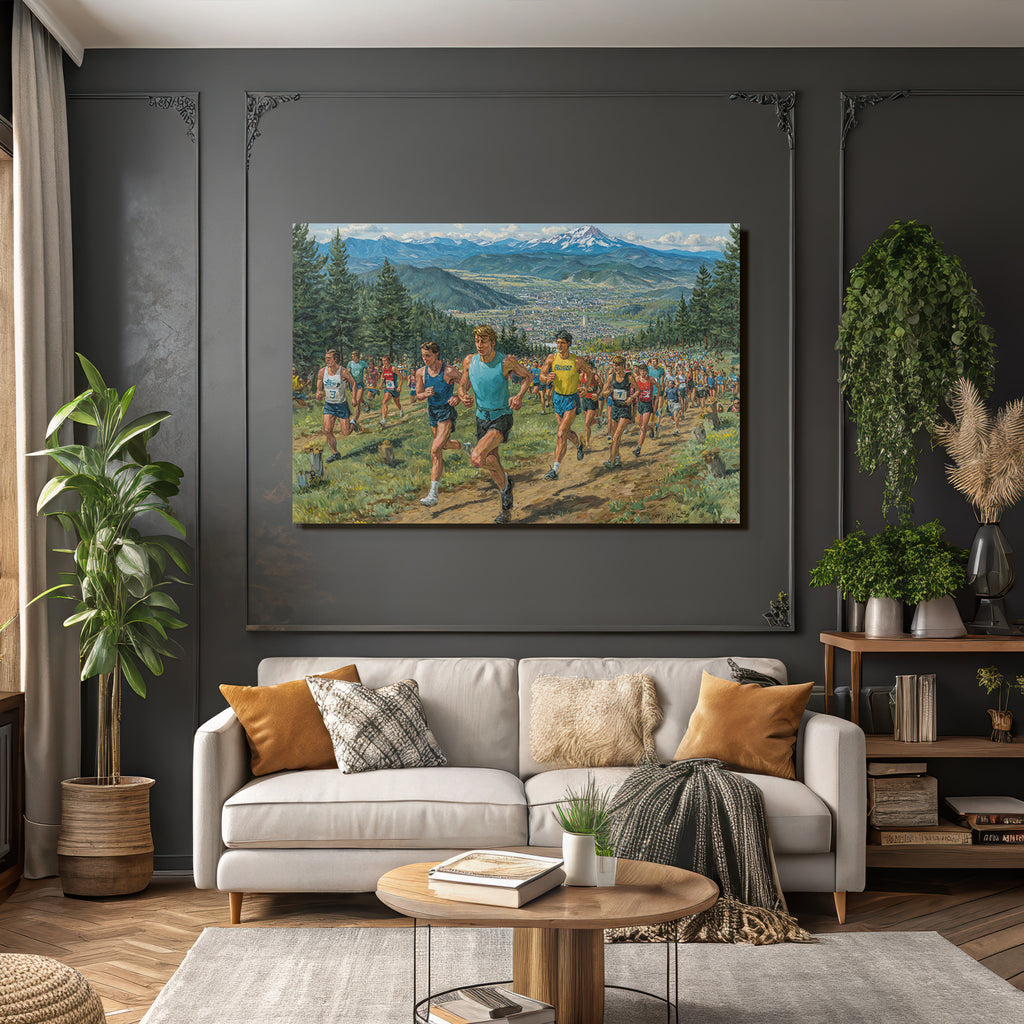 Marathon Laufende Im Mountainschaftslandschaft